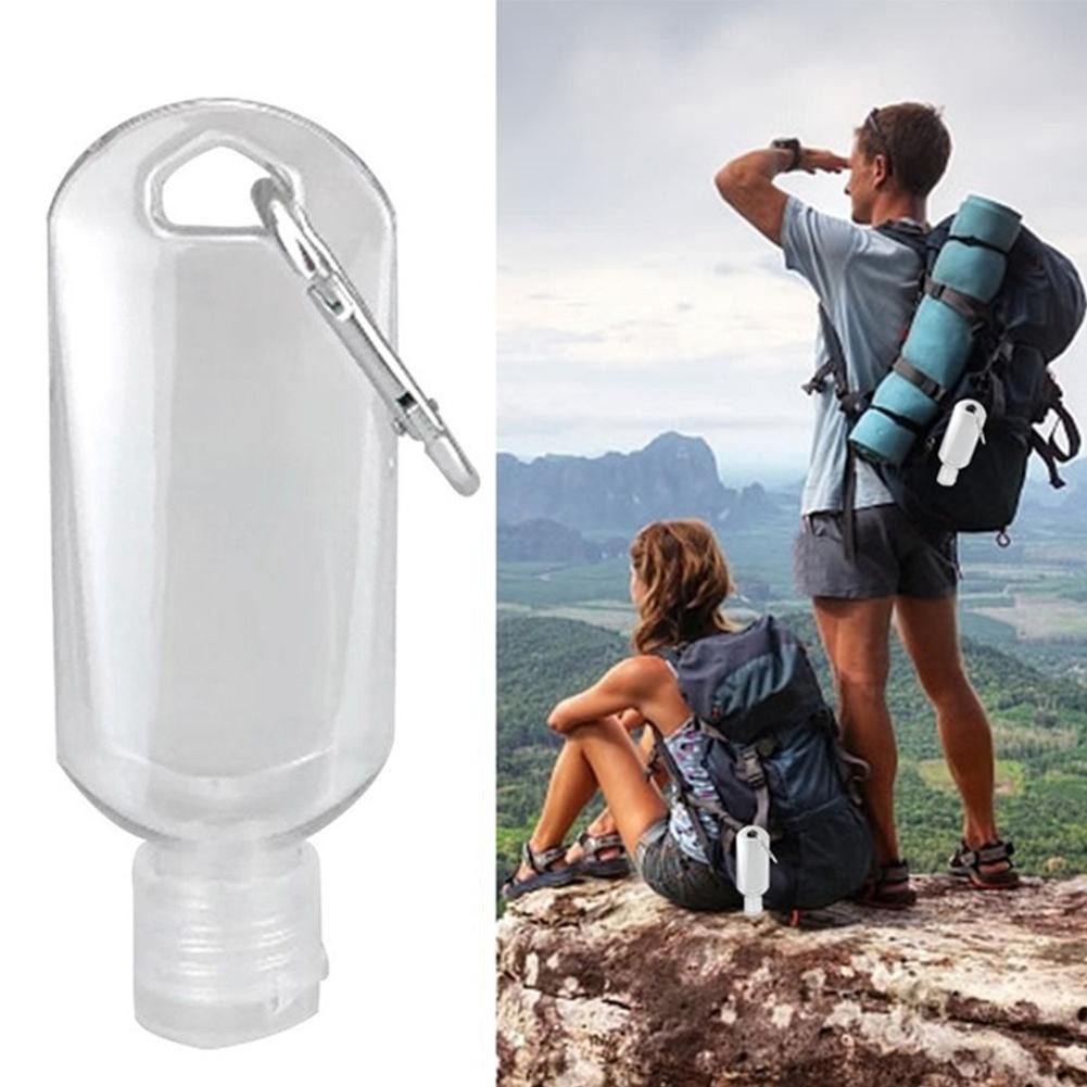 ADAMAS-BETA 10pcs Travel Bottles Clip on Keychain Travel Hand Sanitizer Holder Containers for Toiletries,Shampoo,Liquid Portable Travel Mini Empty Small Plastic Bottle Carrier Hanging with Clip 50ml/2oz