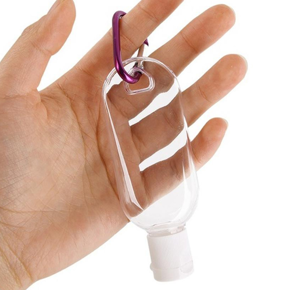 ADAMAS-BETA 10pcs Travel Bottles Clip on Keychain Travel Hand Sanitizer Holder Containers for Toiletries,Shampoo,Liquid Portable Travel Mini Empty Small Plastic Bottle Carrier Hanging with Clip 50ml/2oz