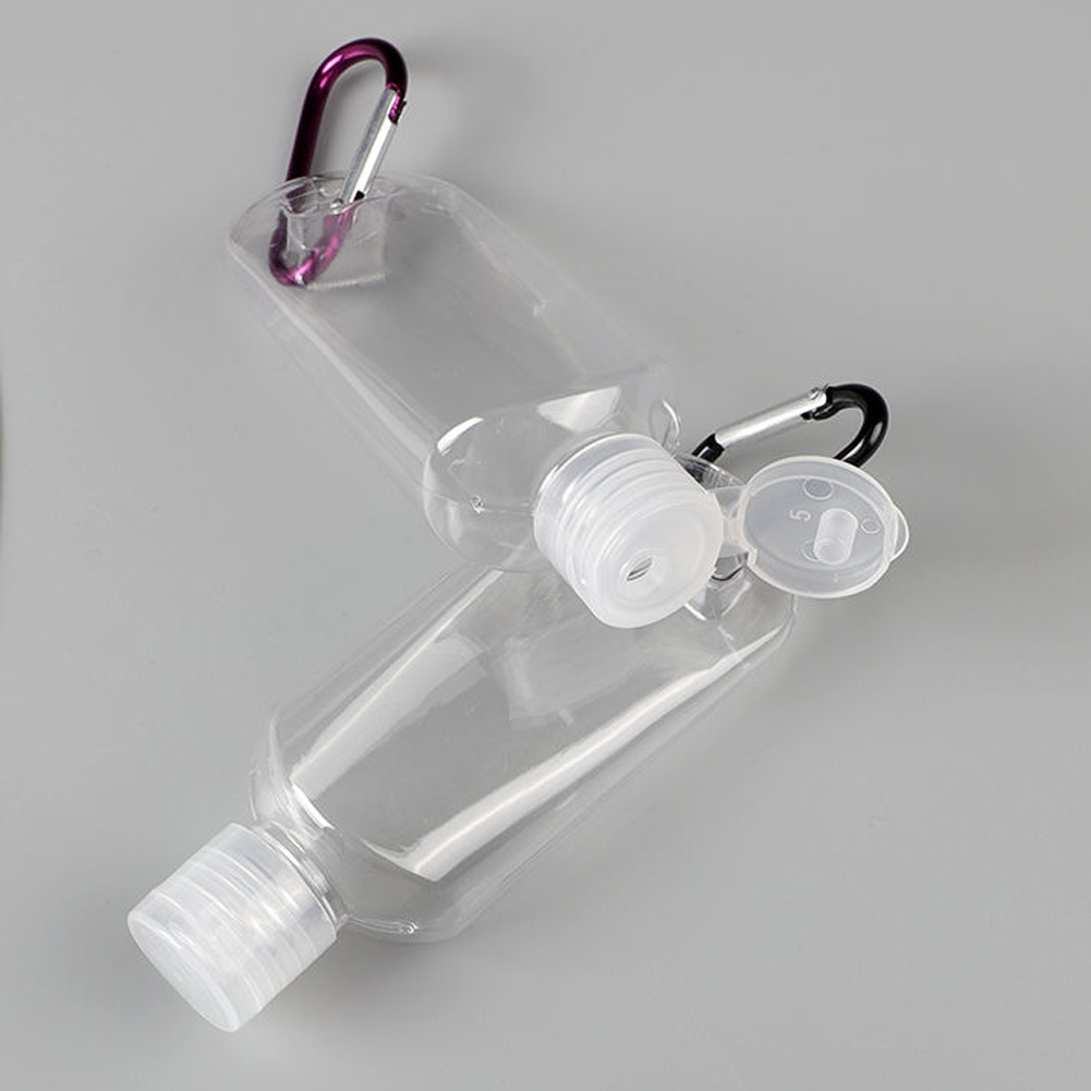ADAMAS-BETA 10pcs Travel Bottles Clip on Keychain Travel Hand Sanitizer Holder Containers for Toiletries,Shampoo,Liquid Portable Travel Mini Empty Small Plastic Bottle Carrier Hanging with Clip 50ml/2oz