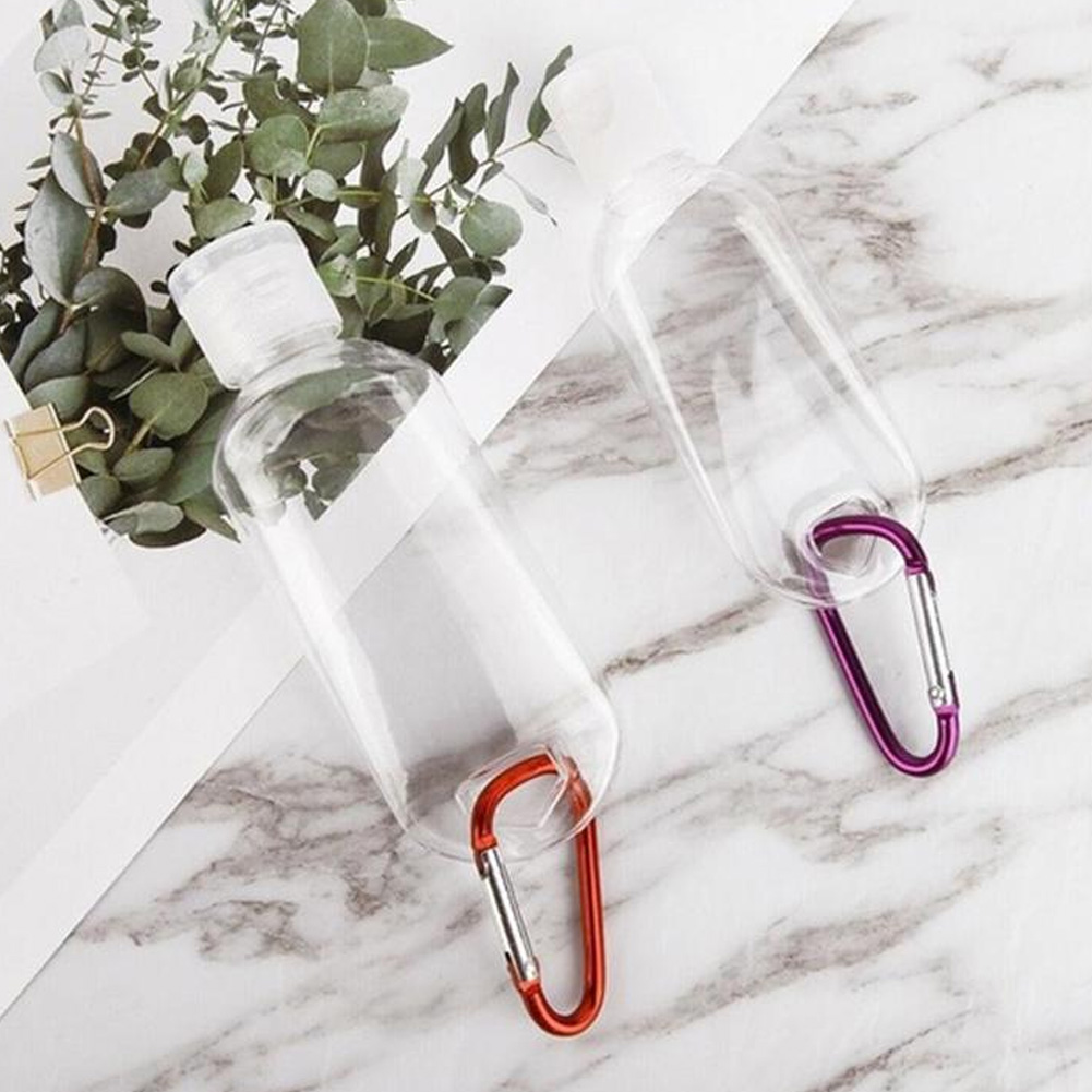 ADAMAS-BETA 10pcs Travel Bottles Clip on Keychain Travel Hand Sanitizer Holder Containers for Toiletries,Shampoo,Liquid Portable Travel Mini Empty Small Plastic Bottle Carrier Hanging with Clip 50ml/2oz