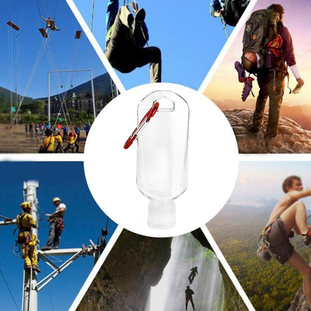 ADAMAS-BETA 10pcs Travel Bottles Clip on Keychain Travel Hand Sanitizer Holder Containers for Toiletries,Shampoo,Liquid Portable Travel Mini Empty Small Plastic Bottle Carrier Hanging with Clip 50ml/2oz