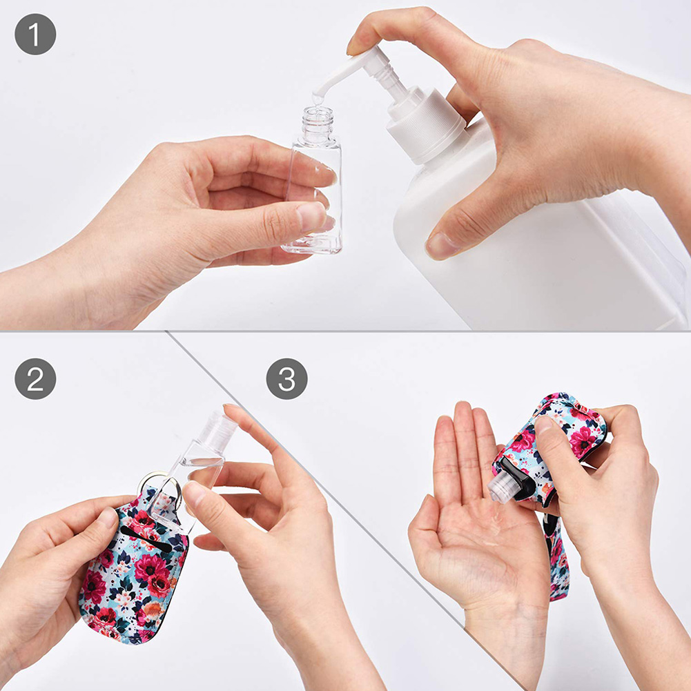 ADAMAS-BETA 10pcs Keychain Travel Bottles 30ml Refillable Hand Sanitizer Holder clip on Small Mini Portable Bottles Containers Carrier for Toiletries,Shampoo,Lotion