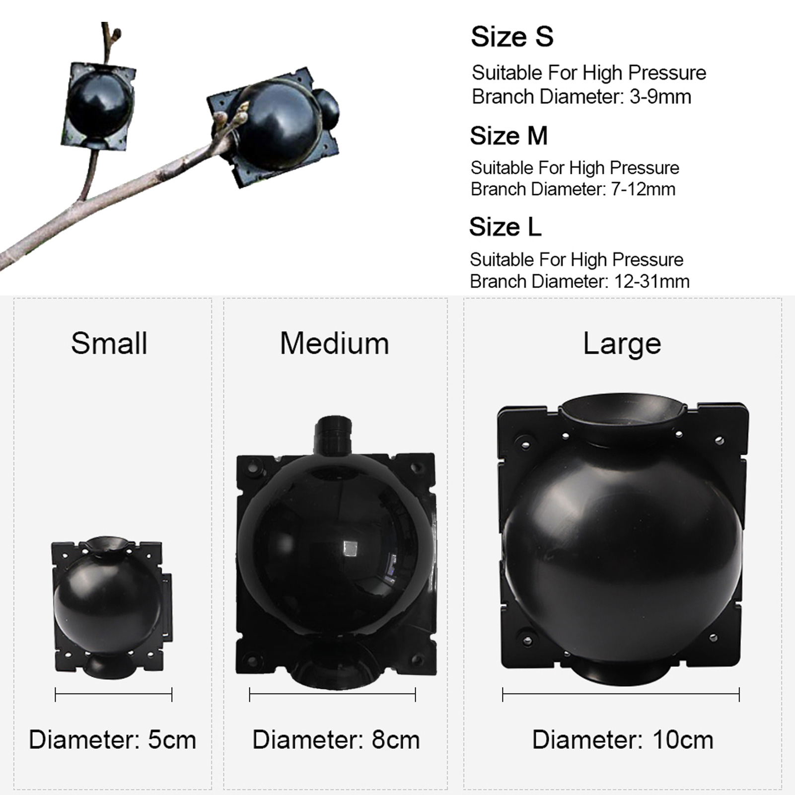 Plant Rooting Ball Black Plant Root Device Growing Box Assisted Cutting High-Pressure Propagation Ball, Reusable Grafting Controller Air-Layering for Plants Asexual Reproduction