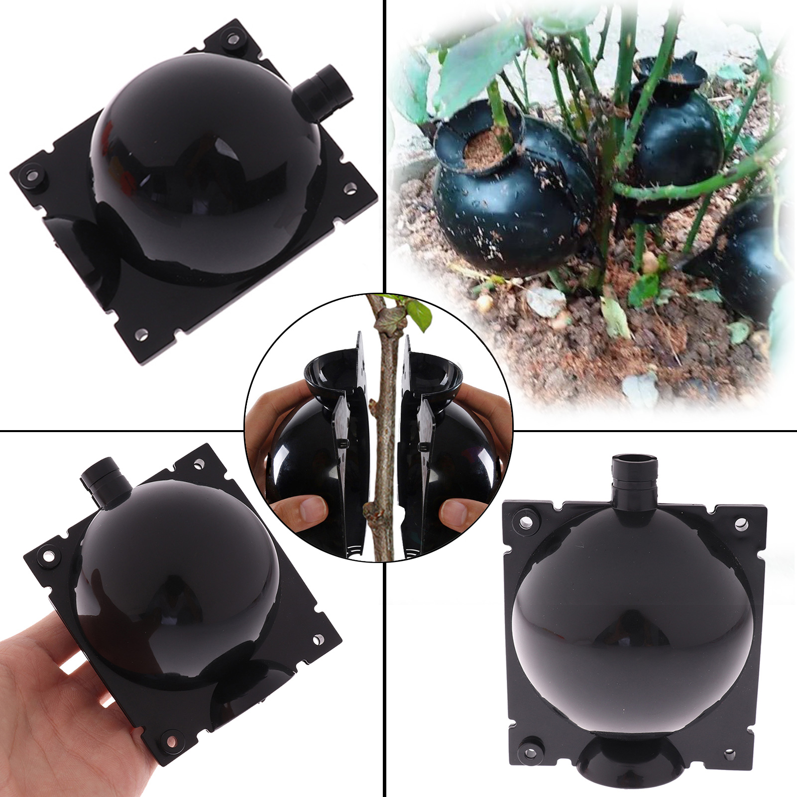 Plant Rooting Ball Black Plant Root Device Growing Box Assisted Cutting High-Pressure Propagation Ball, Reusable Grafting Controller Air-Layering for Plants Asexual Reproduction