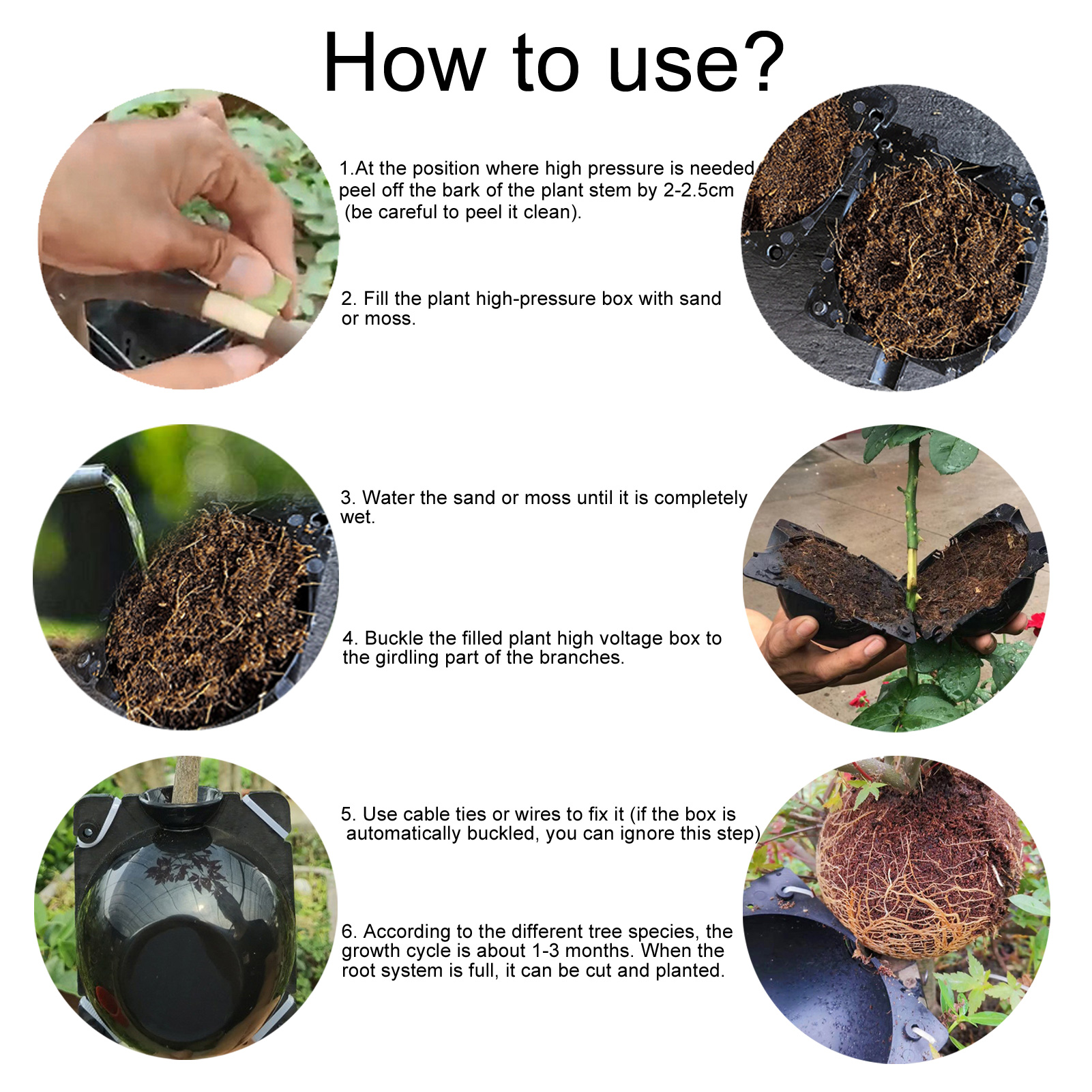 Plant Rooting Ball Black Plant Root Device Growing Box Assisted Cutting High-Pressure Propagation Ball, Reusable Grafting Controller Air-Layering for Plants Asexual Reproduction