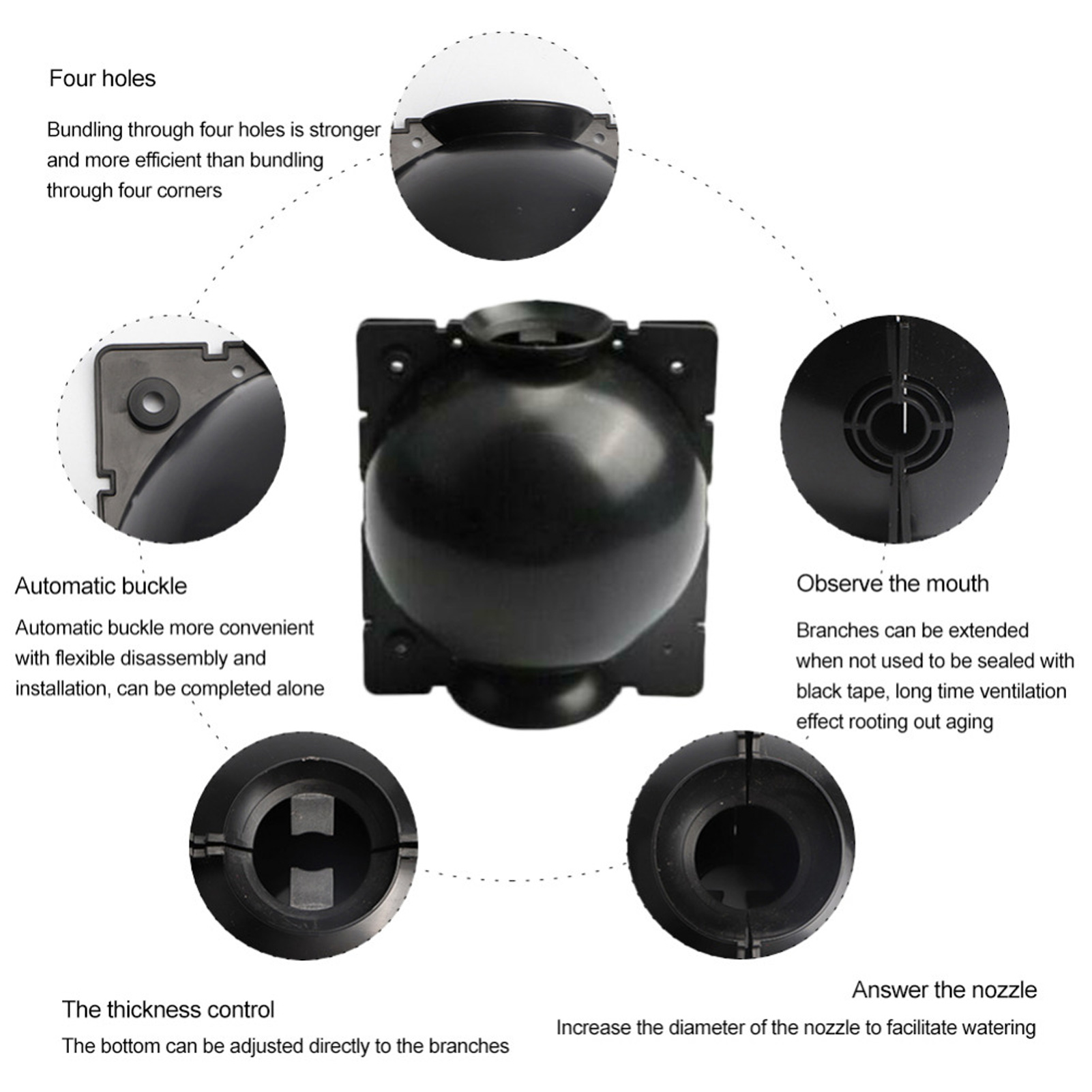 Plant Rooting Ball Black Plant Root Device Growing Box Assisted Cutting High-Pressure Propagation Ball, Reusable Grafting Controller Air-Layering for Plants Asexual Reproduction