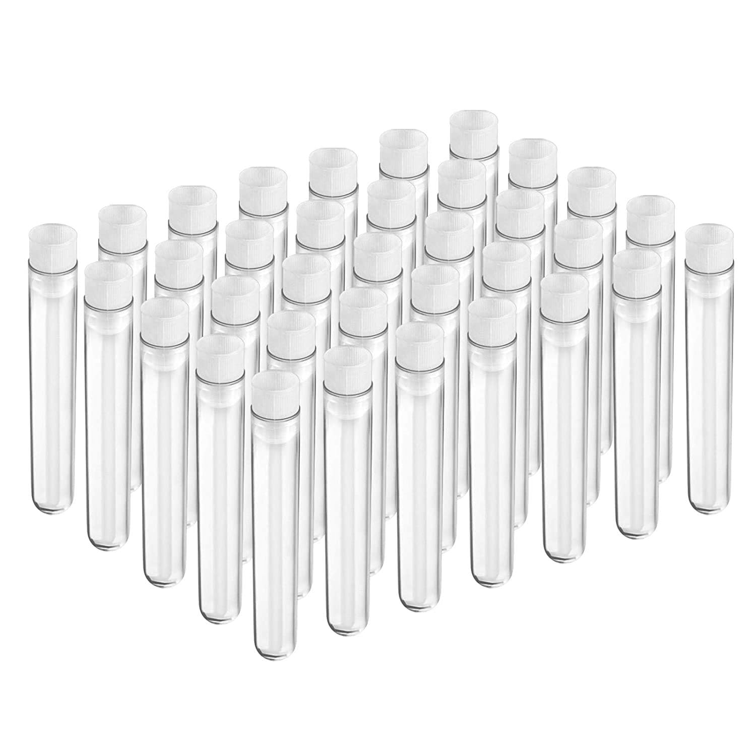 ADAMAS BETA 20pcs 12x100mm Clear Plastic Test Tubes with Caps for Scie