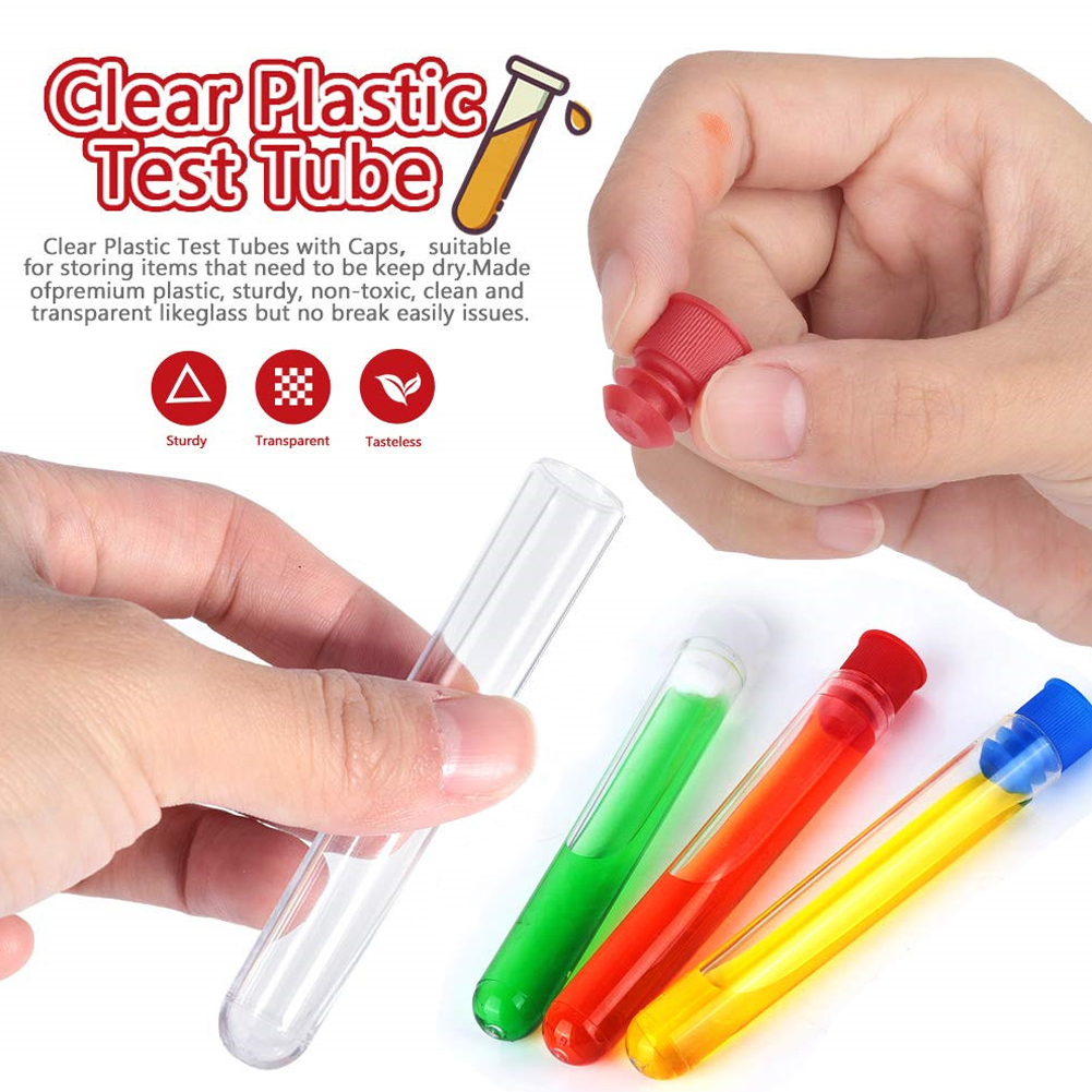 ADAMAS BETA 20pcs 12x100mm Clear Plastic Test Tubes with Caps for Scie