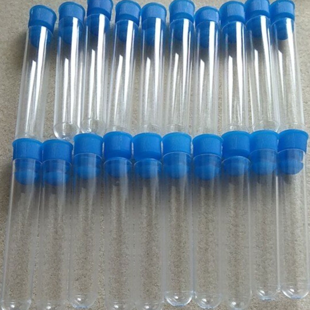 ADAMAS BETA 20pcs 12x100mm Clear Plastic Test Tubes with Caps for Scie
