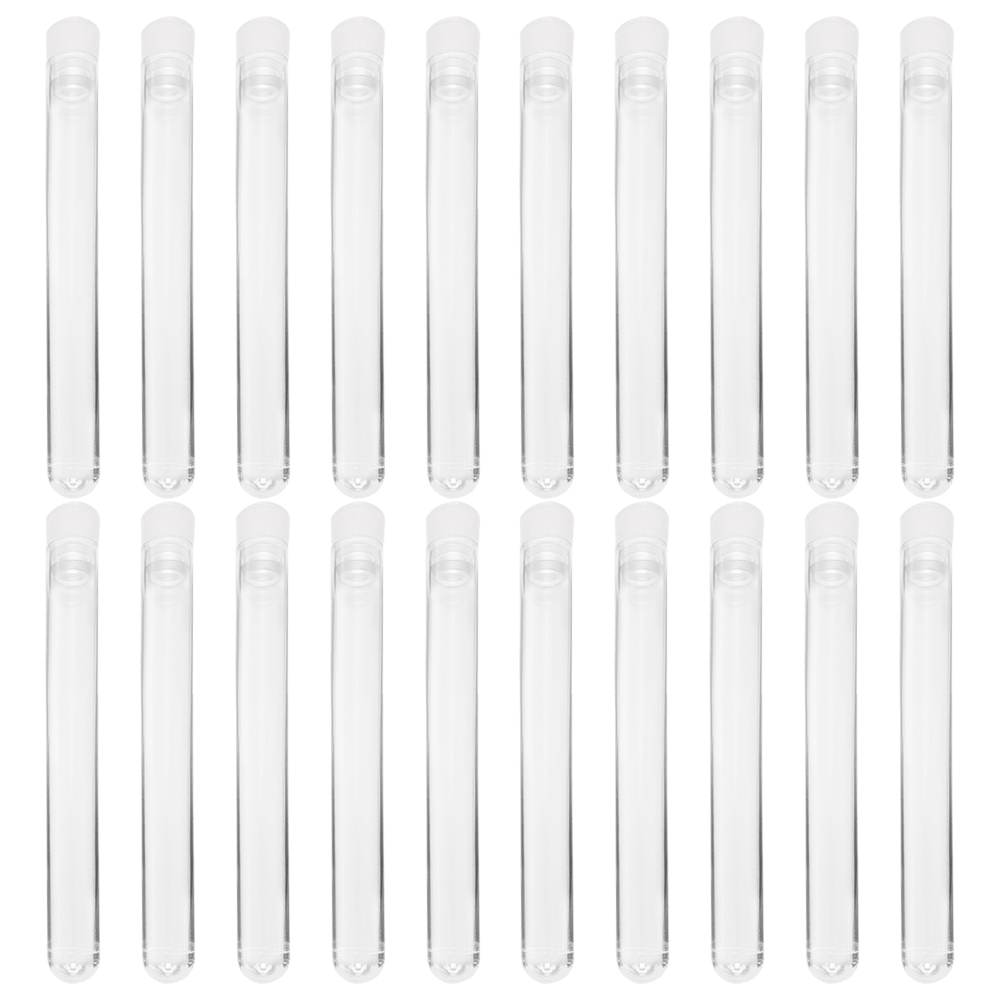 ADAMAS BETA 20pcs 12x100mm Clear Plastic Test Tubes with Caps for Scie