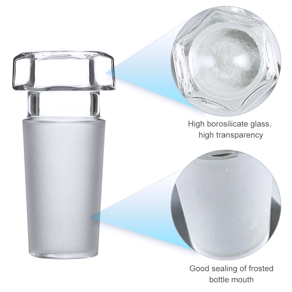 ADAMAS-BETA 5pcs Hexagon Hollow Plug High Borosilicate Glass Stopper Conical Flask Cap 24/40 Grinded Lab Glass Sealing Leakproof Plugs