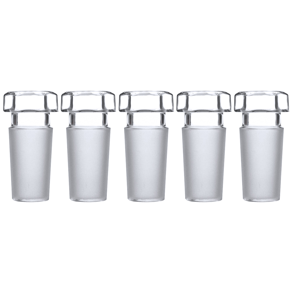 ADAMAS-BETA 5pcs Hexagon Hollow Plug High Borosilicate Glass Stopper Conical Flask Cap 24/40 Grinded Lab Glass Sealing Leakproof Plugs