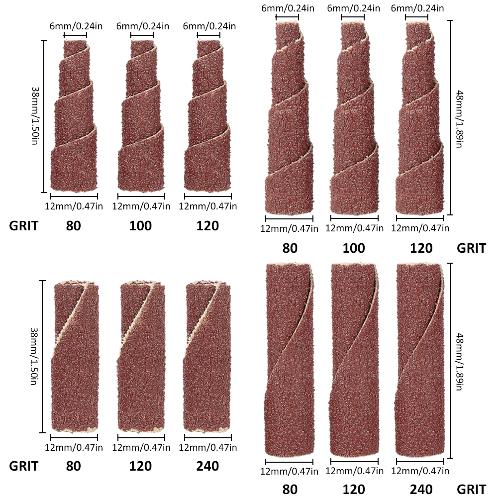 ADAMAS-BETA Wholesale Mini Sanding Engine Porting Polishing Assortment Kit 60-120 Mesh Mixed Sanding Cartridge Rolls/Cone Spiral Rolls Full Taper Assorted Set
