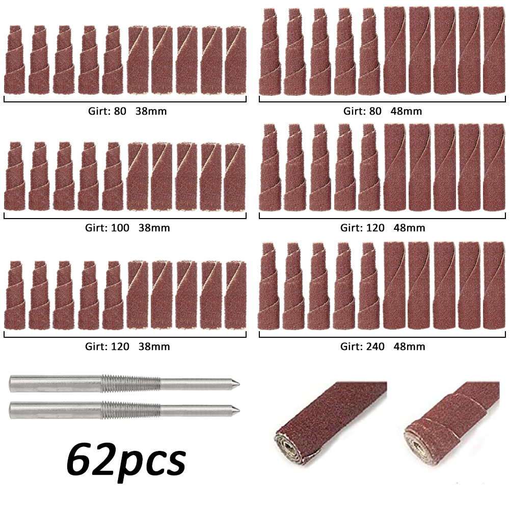 ADAMAS-BETA Wholesale Mini Sanding Engine Porting Polishing Assortment Kit 60-120 Mesh Mixed Sanding Cartridge Rolls/Cone Spiral Rolls Full Taper Assorted Set