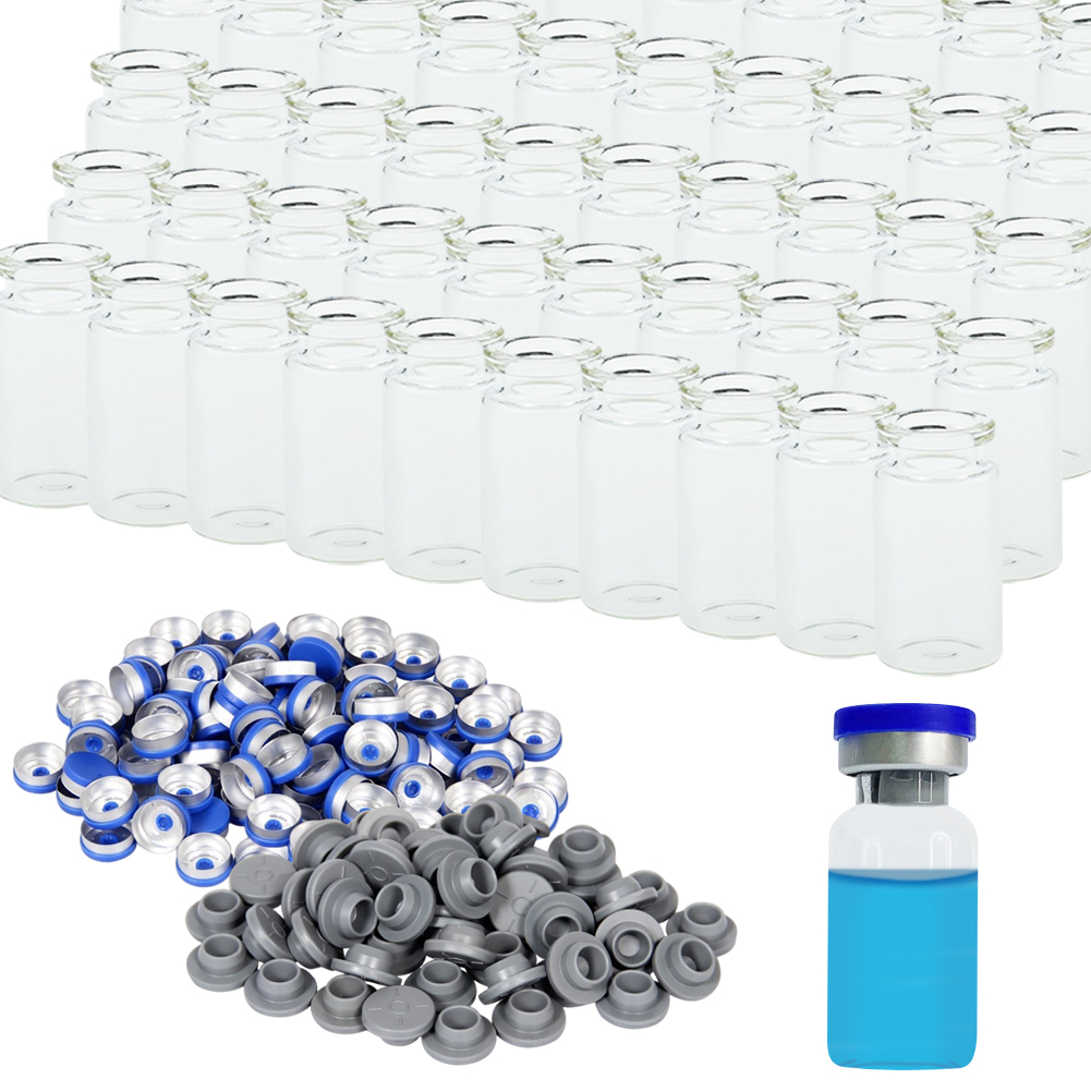ADAMAS-BETA Penicillin Bottles 10ml Lab Transparent Glass Bottle Freeze Dried Powder Oral Liquid Vials Separate Bottling Jars with Cover