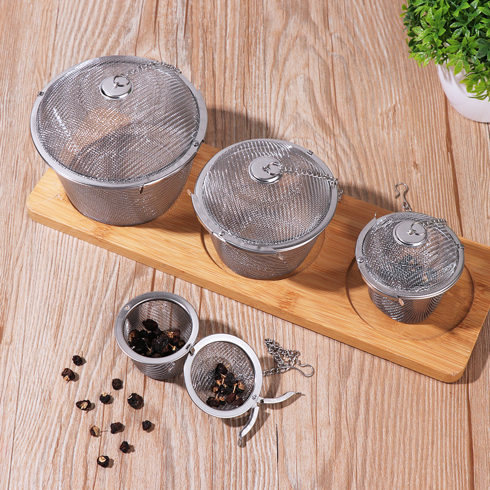 ADAMAS-BETA 304 Stainless Steel Extra Fine Mesh Tea Strainer Loose Leaf Tea Multifunctional Kitchen Utensils Filter Seasoning Filter Basket with Chain(Pack of 5)