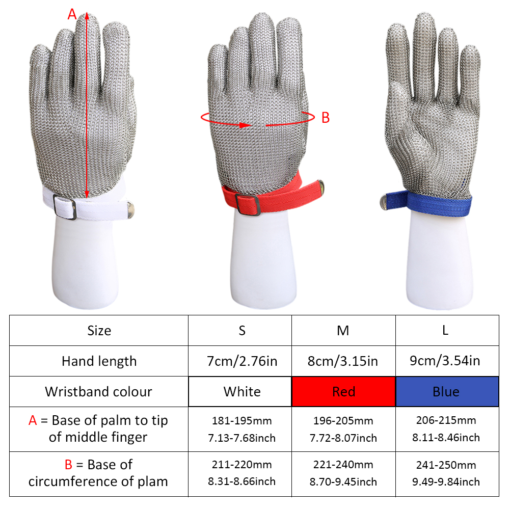 ADAMAS-BETA 1pcs 316 Stainless Steel Wire Mesh Gloves Adult Cut Resistant Glove Slicing Butcher for Meat Cutting Fishing Safety Work Gloves