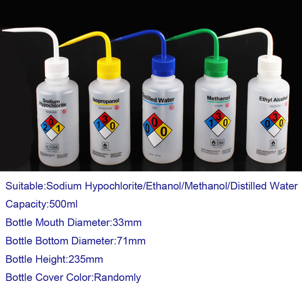 ADAMAS-BETA LDPE Plastic Washing Bottle 500ml Laboratory for Chemical Solution Sodium Hypochlorite/Ethanol/Methanol/Distilled Water Empty Bottles