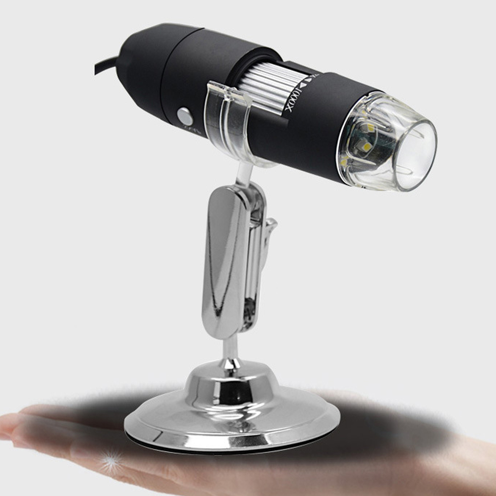ADAMAS-BETA 1pcs USB Digital Microscope X4-1000X, 8 LED Magnification Endoscope Camera Metal Stand, Compatible for MAC/Android Phone Lab Microscope