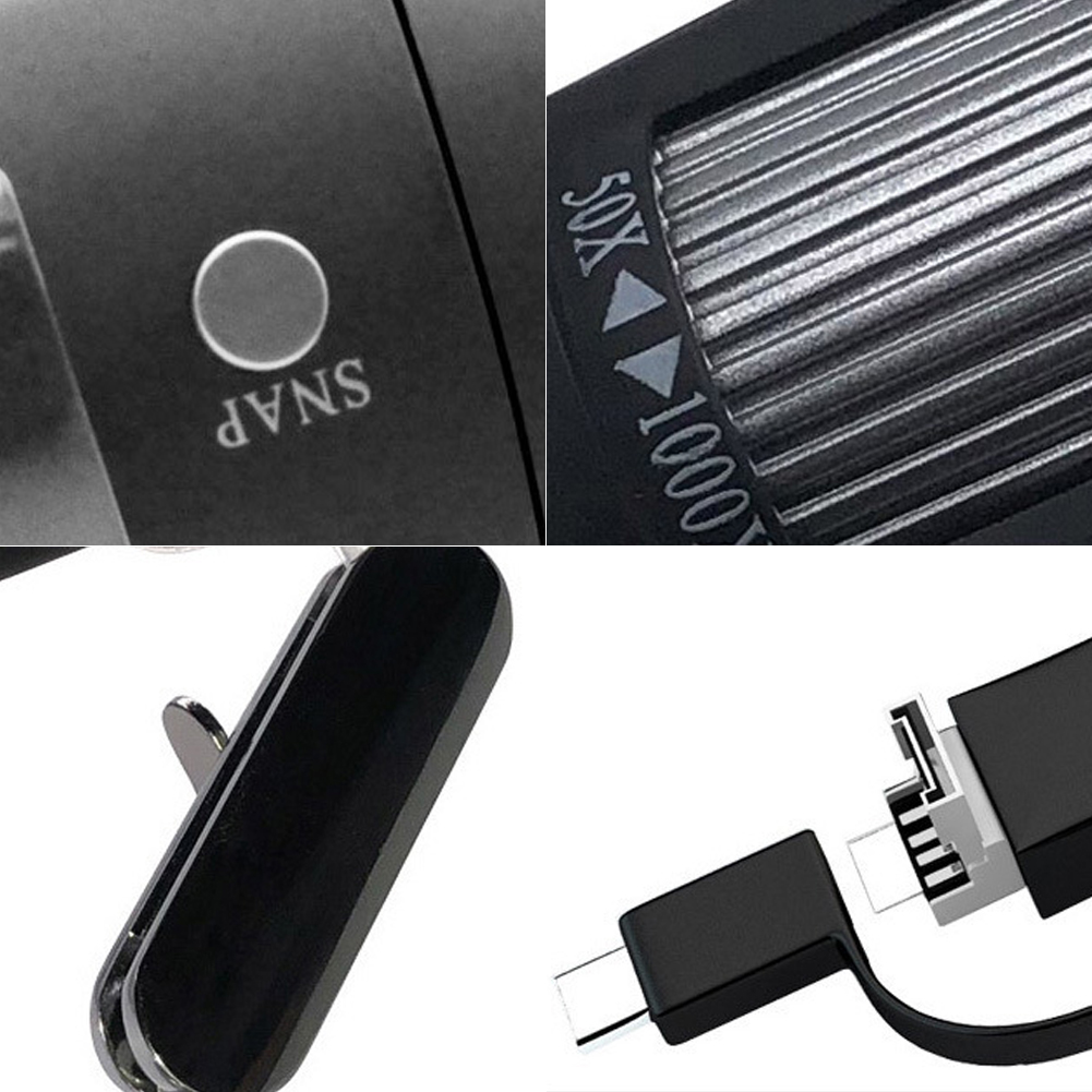 ADAMAS-BETA 1pcs USB Digital Microscope X4-1000X, 8 LED Magnification Endoscope Camera Metal Stand, Compatible for MAC/Android Phone Lab Microscope