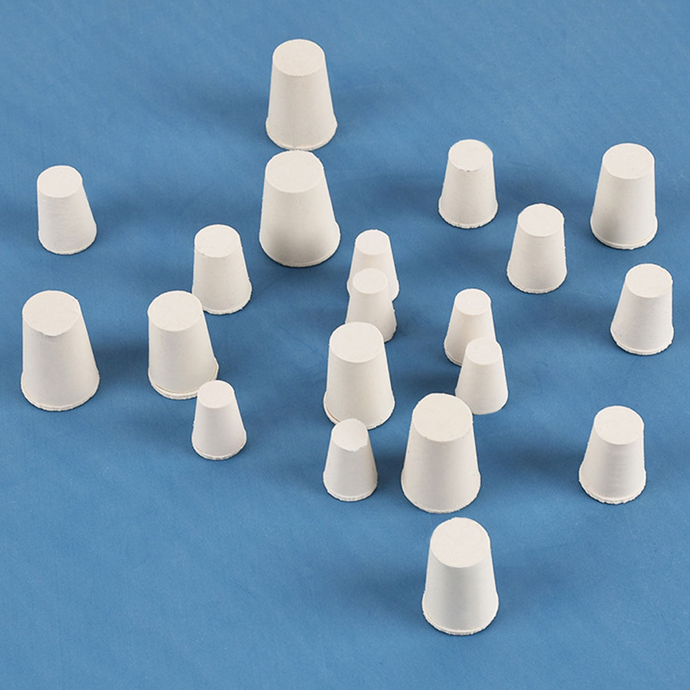 ADAMAS BETA Wholesale 26-30pcs White Rubber Plug Mixed Size Sealing Solid Cork without Hole Laboratory Conical Bottle Stoppers for Test Tube/Flask