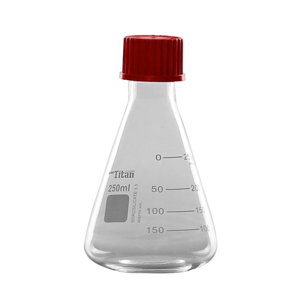 ADAMAS BETA Lab Triangular Standard Sample Bottle with Cover Silicone Gasket Glass Graduated Liquid Storage Laboratory Reagent Bottle