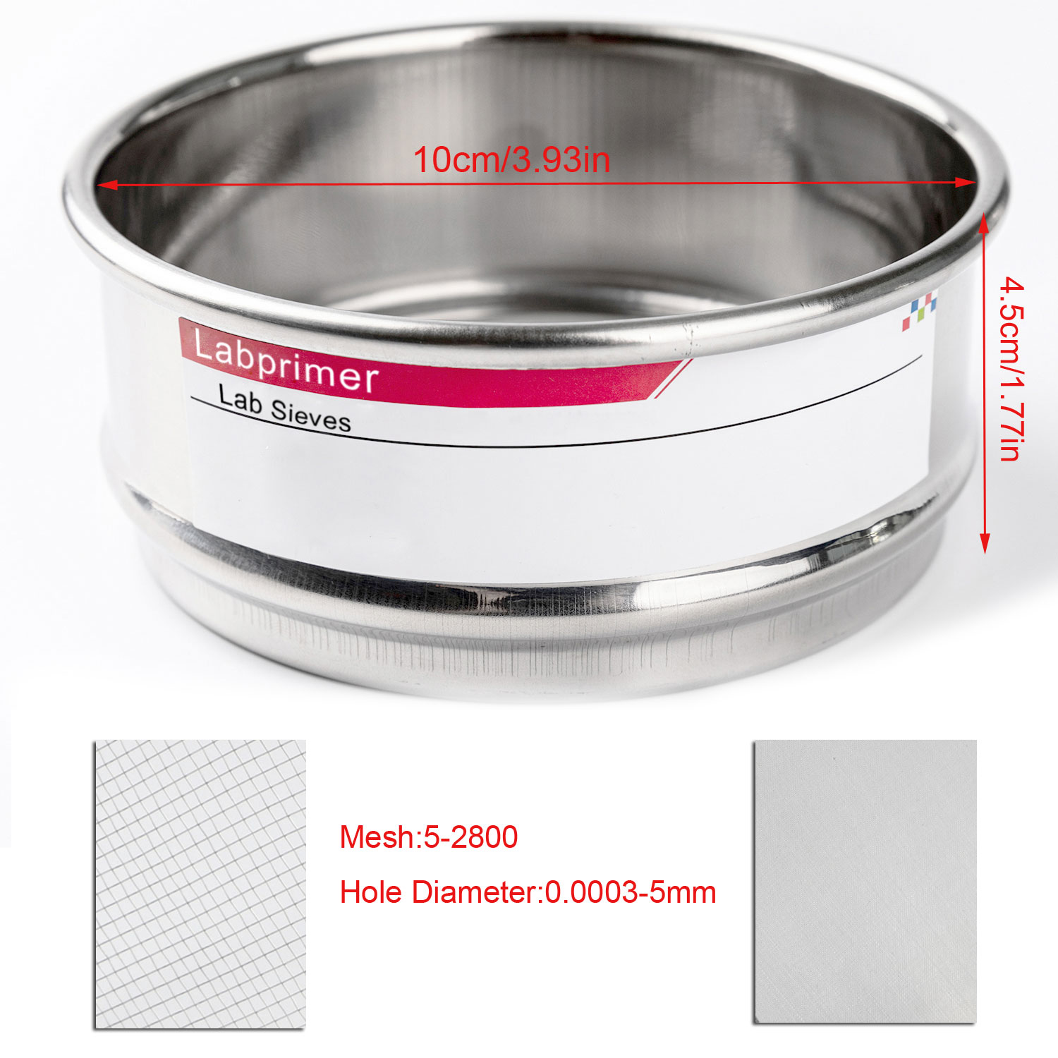 ADAMAS-BETA Stainless Steel Mesh Screen Filter Lab Sieve 10cm*4.5cm 5-2800 Meshs for Seeds/Laboratory Particulate Hierarchical Filtering