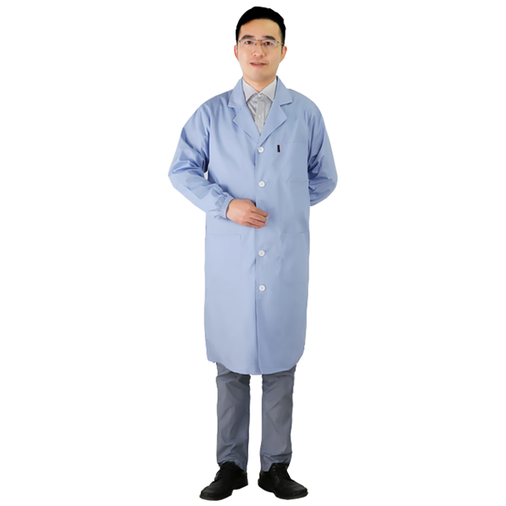 ADAMAS BETA Lab Men's Blue Coat Polyester Cotton Thin Style Single Breasted Long Sleeve Women's Nurse Uniform Laboratory Overcoat with Pockets