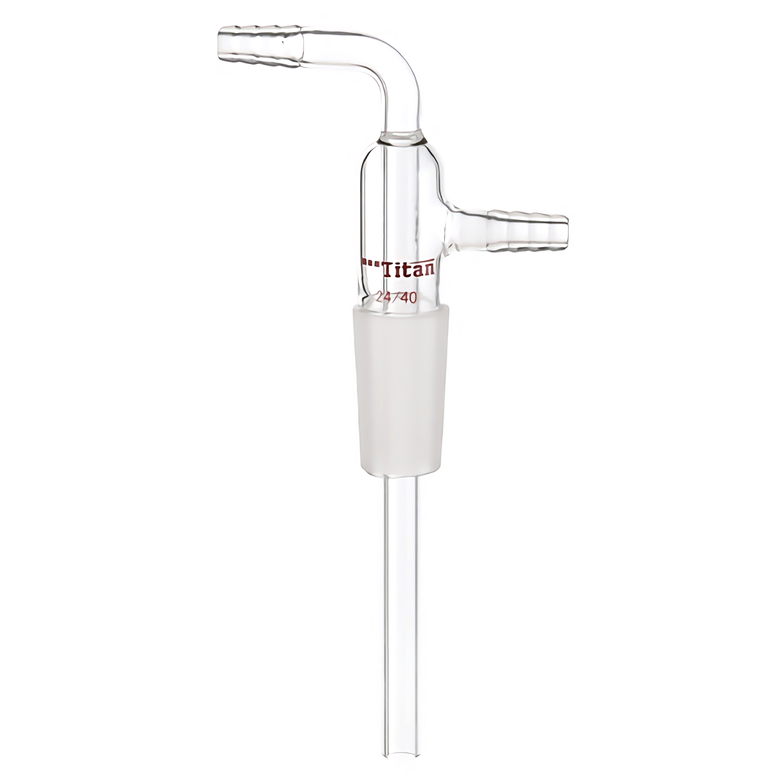 ADAMAS-BETA Glass Gas/Liquid Input Connector 75mm/250mm Air Extraction Joint with Pagoda Branch Pipe Grinding Mouth 24/40 Lab Tubes