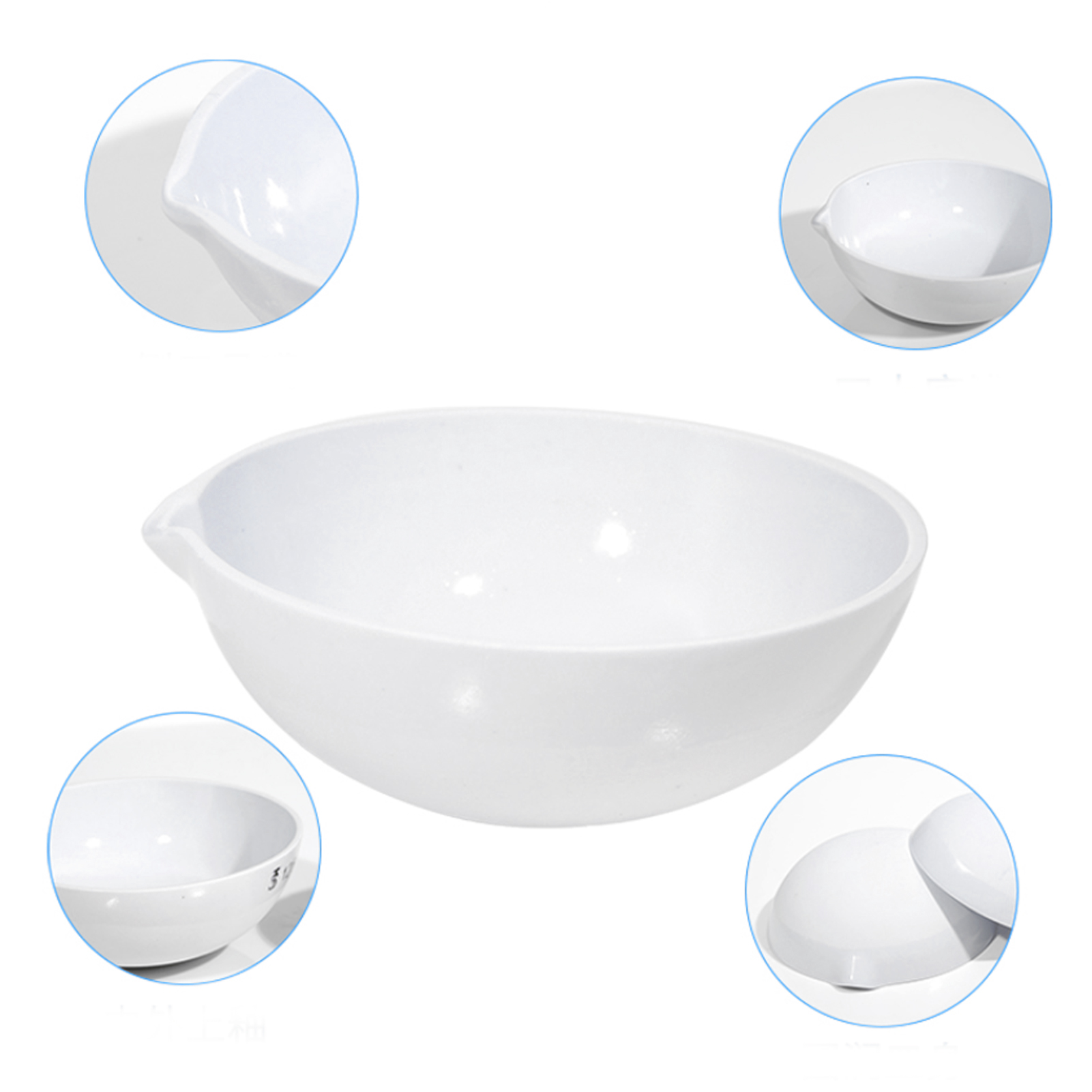 ADAMAS BETA Laboratory Ceramic Evaporating Dish Diameter 60-300mm 35-3000ml Round Dish with Outlet for Concentration Crystallization Experiment