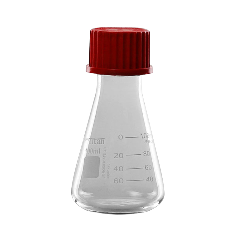 ADAMAS BETA Lab Triangular Standard Sample Bottle with Cover Silicone Gasket Glass Graduated Liquid Storage Laboratory Reagent Bottle