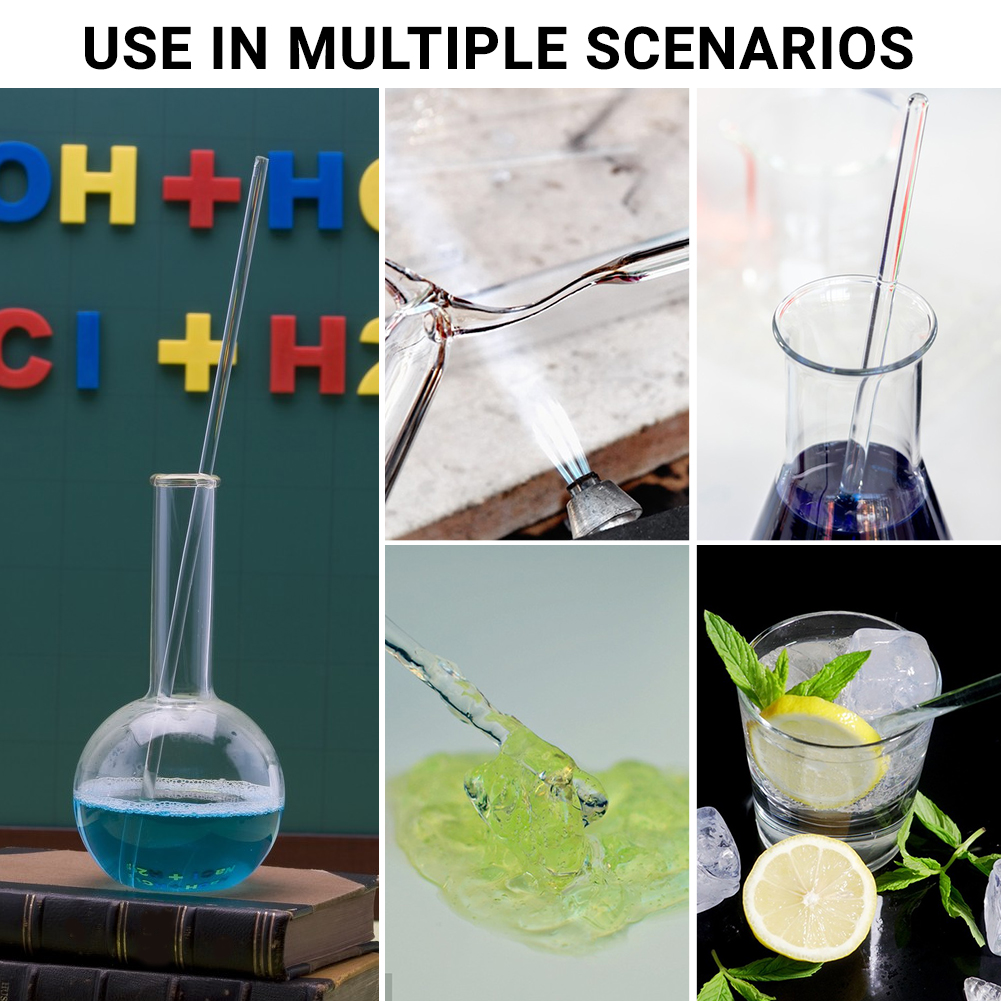 ADAMAS-BETA Lab Glass Stirring Rod Cylindrical Sturdy Uniform thickness Clear Laboratory Mixing Stick 200mm 300mm