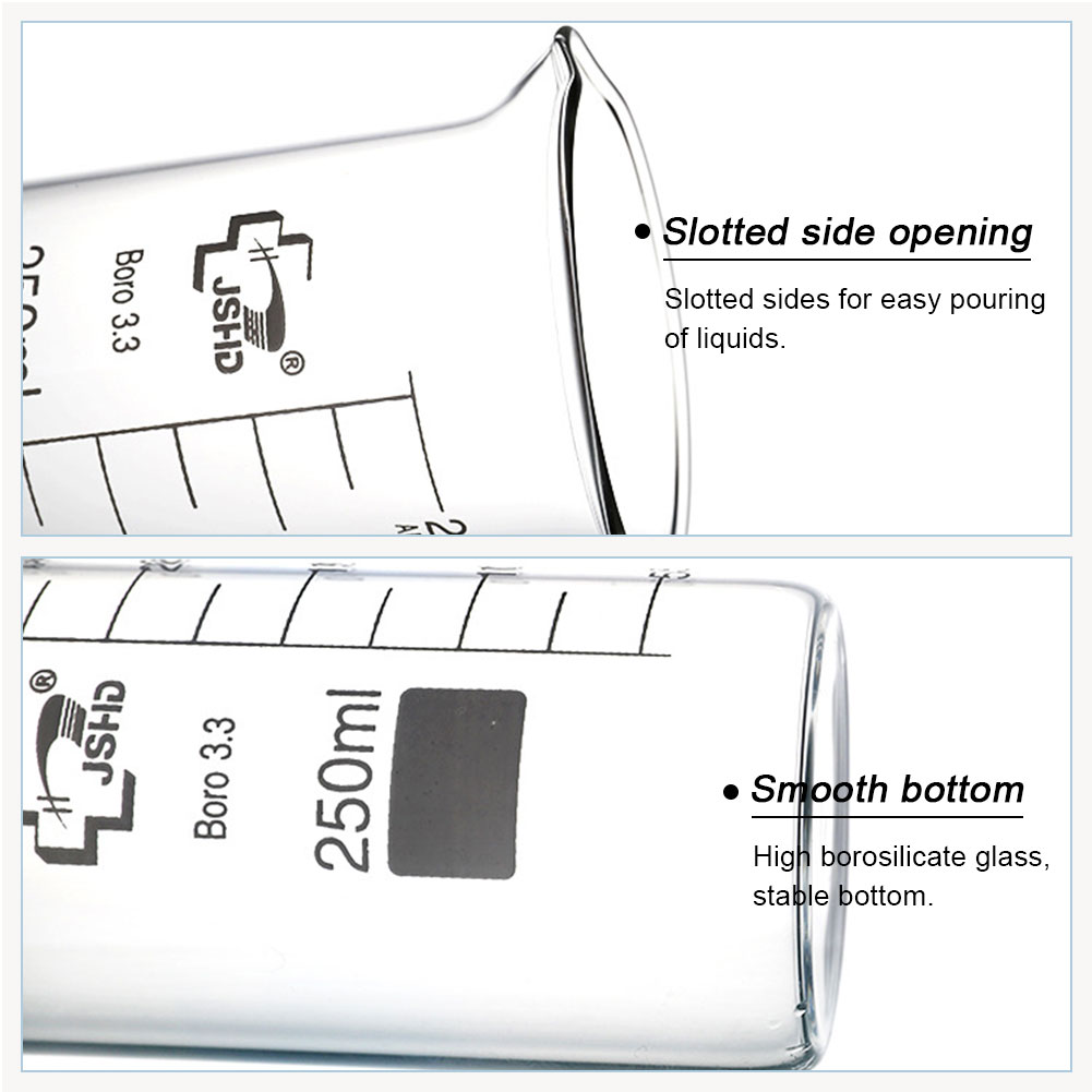 ADAMAS BETA 3.3 Boro Glass Beaker Set 5-14pcs Low Form with Spout Lab Measuring Cup Graduated 10-1000ml Beaker Clamp/Brush/Glass Stirring Rod
