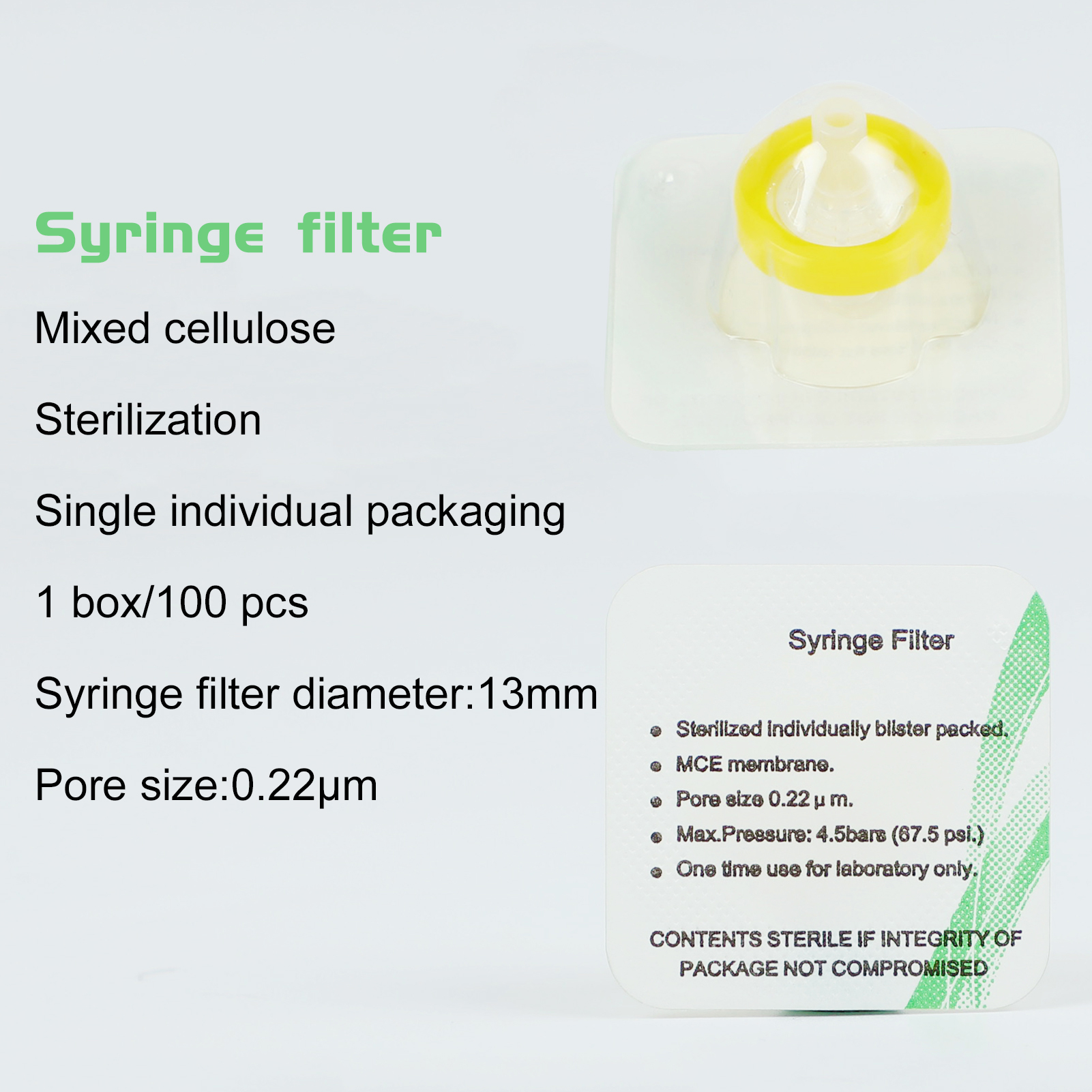 ADAMAS-BETA 15-100pcs PP Sterilized Needle Filter 0.22um 0.45um MCE Disposable Individual Package Syringe Filter Lab Experiment Accessories