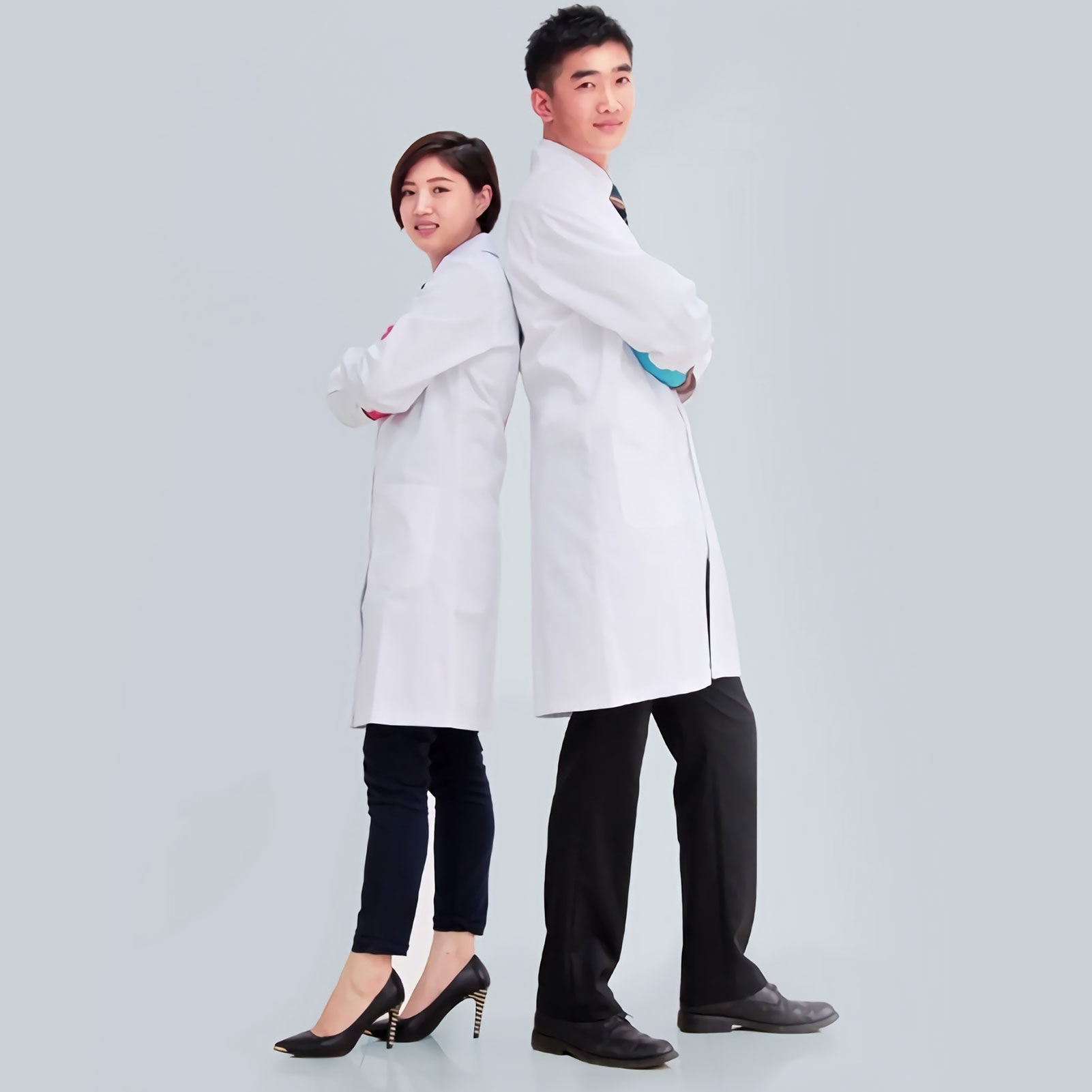 ADAMAS-BETA Lab White Coat Long Sleeve Style Mens Cleaning Uniforms Lapel Collar Nurse Clothes Pharmacy/Workshop Overalls S-XXL for Womens