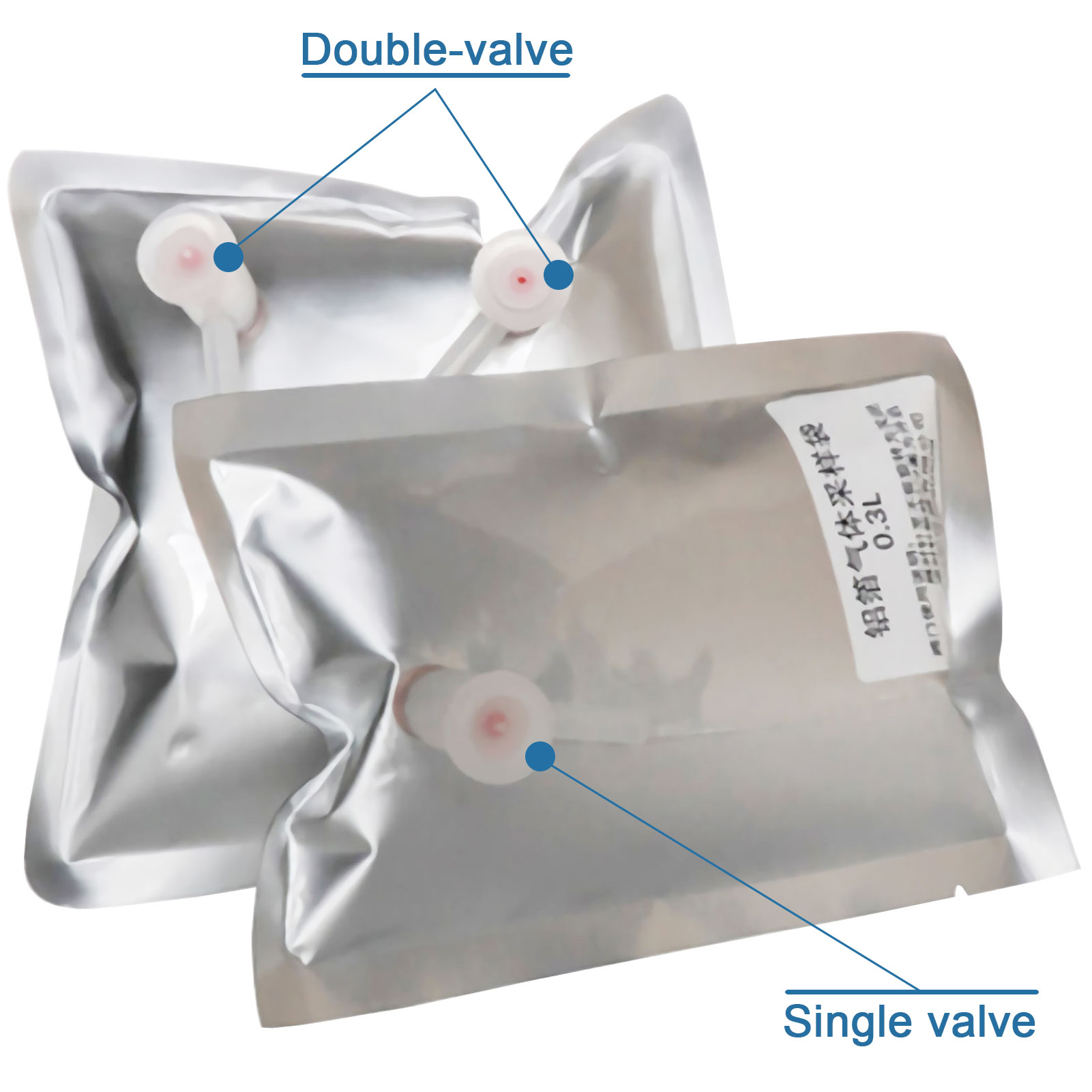 ADAMAS BETA Aluminum Foil Gas Sampling Bags with L-Shape Single/Double Valve Laboratory Composite Membrane Air Collection Bags 10ml-200L
