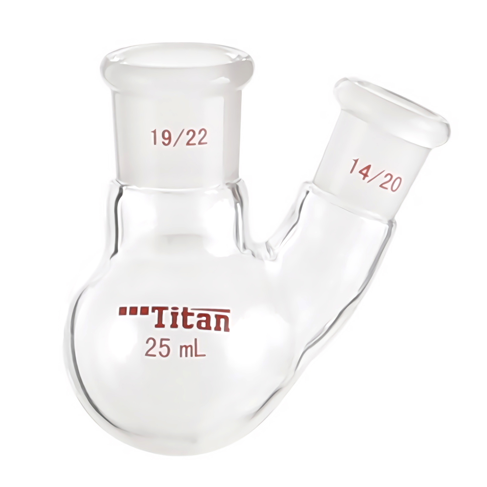 ADAMAS BETA Oblique Mouth Ball Bottle 25ml-1000ml Thick Walled Glass Flasks 2-Necked Grinded Lab Glassware for Distillation/Evaporation Experiment