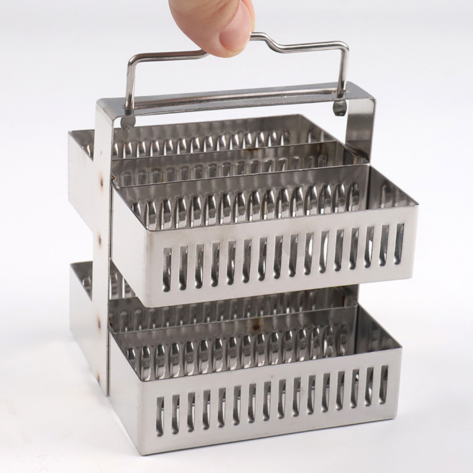 ADAMAS BETA Lab Stainless Steel Slide Dyeing Rack with Handle Laboratory Slide Storage Holder Suitable for 20/30/60 Sheets Standard Slides