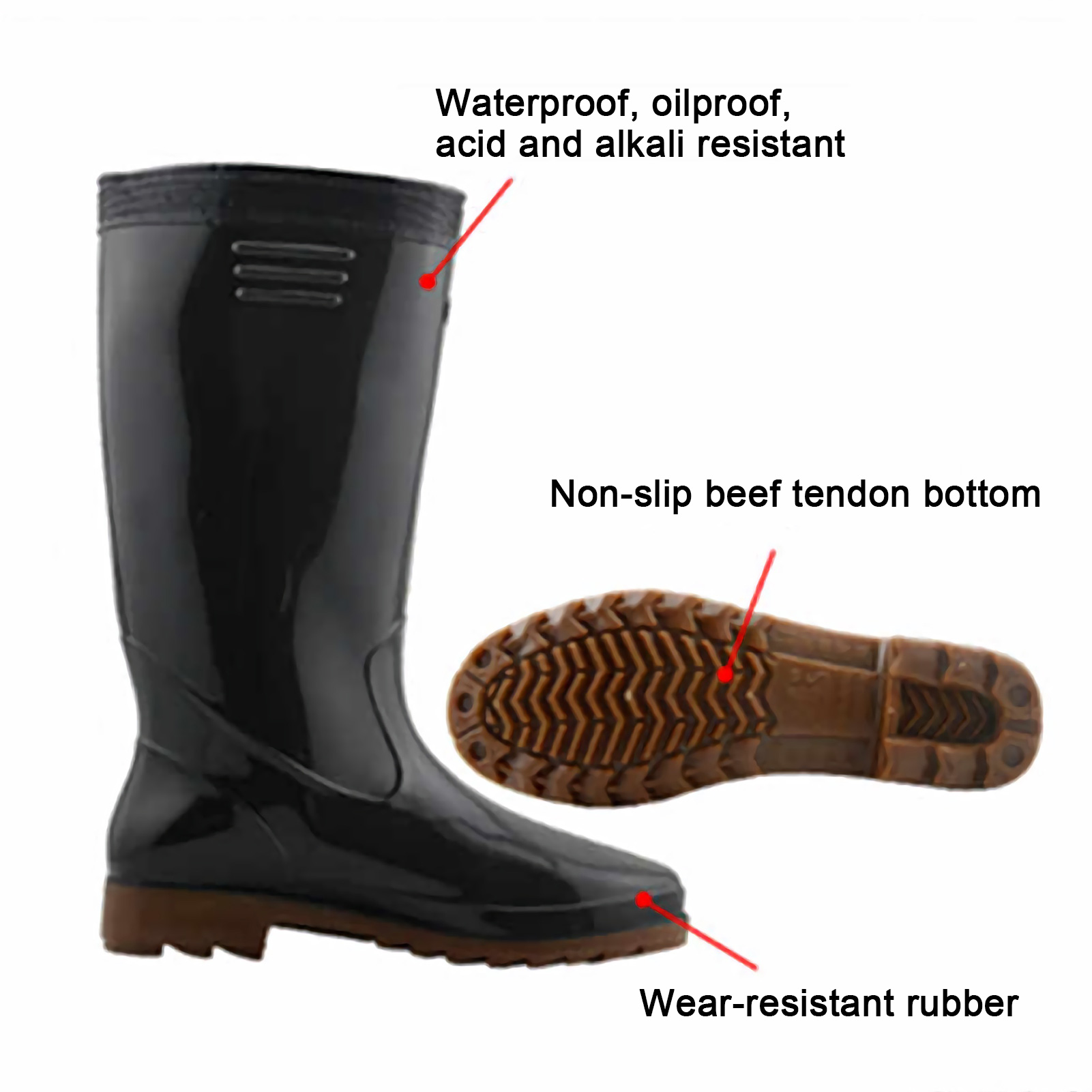 ADAMAS BETA 1 Pair Lab Unisex Adult Rubber High Tube Rain Boots Ox Tendon Antiskid Sole Corrosion Resistance Waterproof Shoes