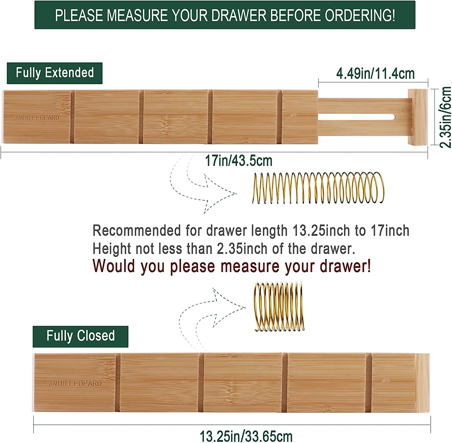 Bamboo Drawer Dividers Organizer Set of 4, with 6 Extra Mini Dividers, Adjustable Drawer Organizers,Expandable Drawer Organization for Kitchen, Dressers, Bathroom and Office (13.25-17 in) 