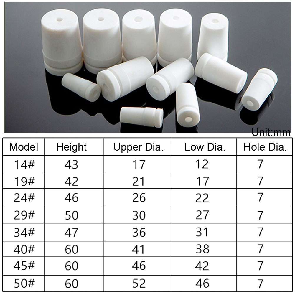 ADAMAS-BETA Teflon Mixing Sleeve Plug Laboratory PTFE 19-50# Holed PTFE Stirring Stopper Matching Stirrer Hole Diameter 7mm