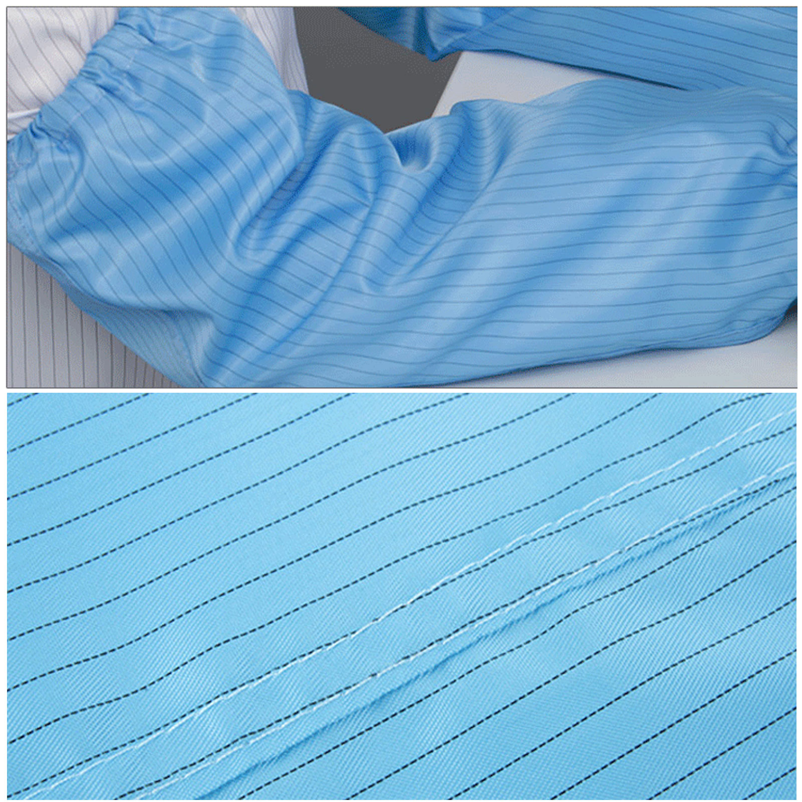 ADAMAS BETA 5 Pairs Lab Antistatic Sleeve Cover Unisex Dust-free One Size Elastic Cuffs Breathable Blue Stripe Sleeves for Workshop/Laboratory