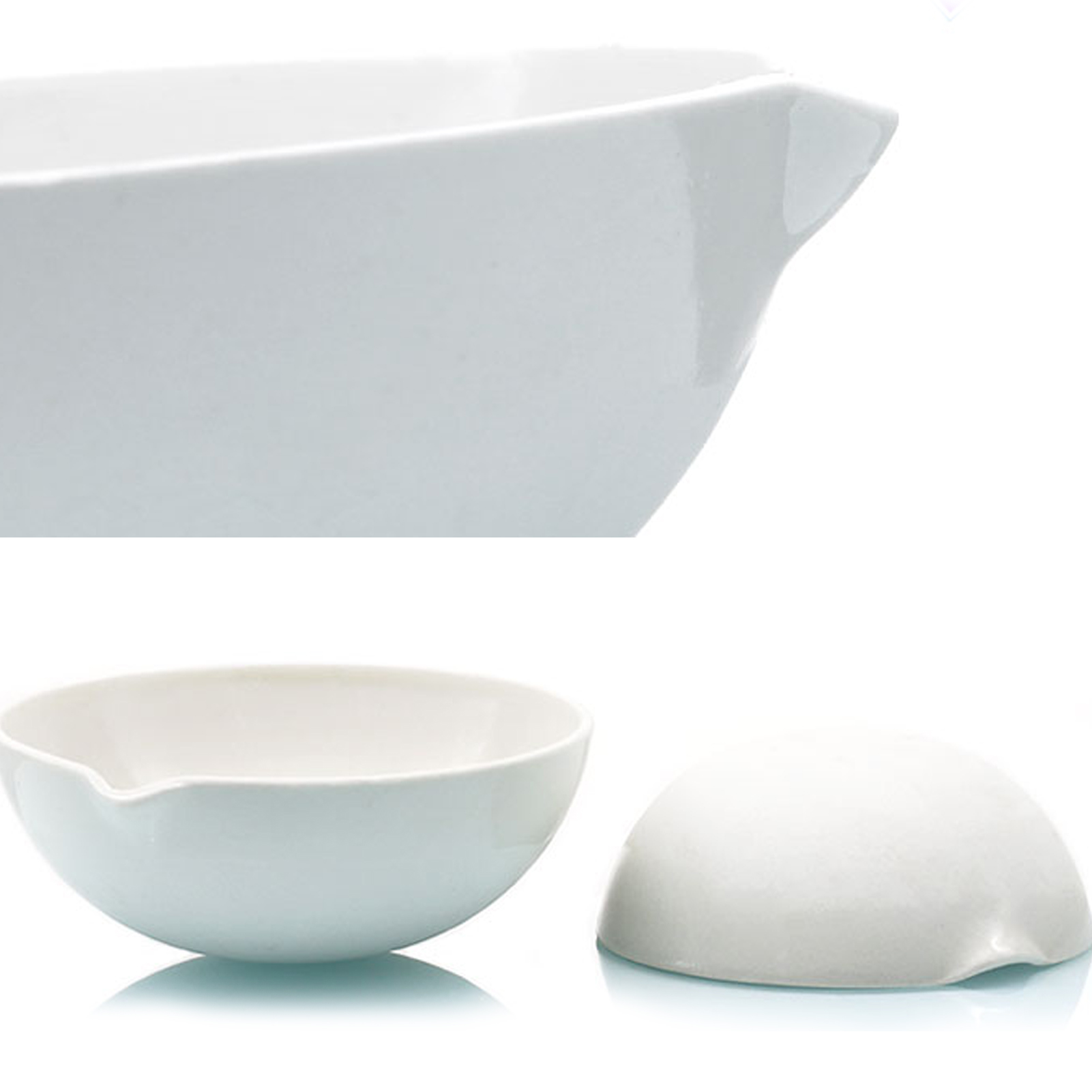 ADAMAS BETA Laboratory Ceramic Evaporating Dish Diameter 60-300mm 35-3000ml Round Dish with Outlet for Concentration Crystallization Experiment