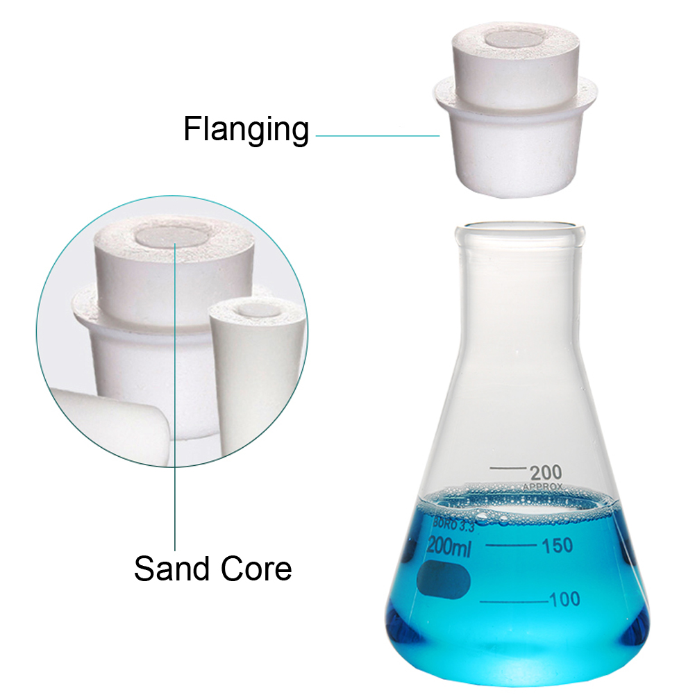 ADAMAS BETA Silicone Erlenmeyer Flask Stopper with Sand Core 18-45mm Laboratory Test Tube Plugs for 50-1500ml Glass Triangle Flasks