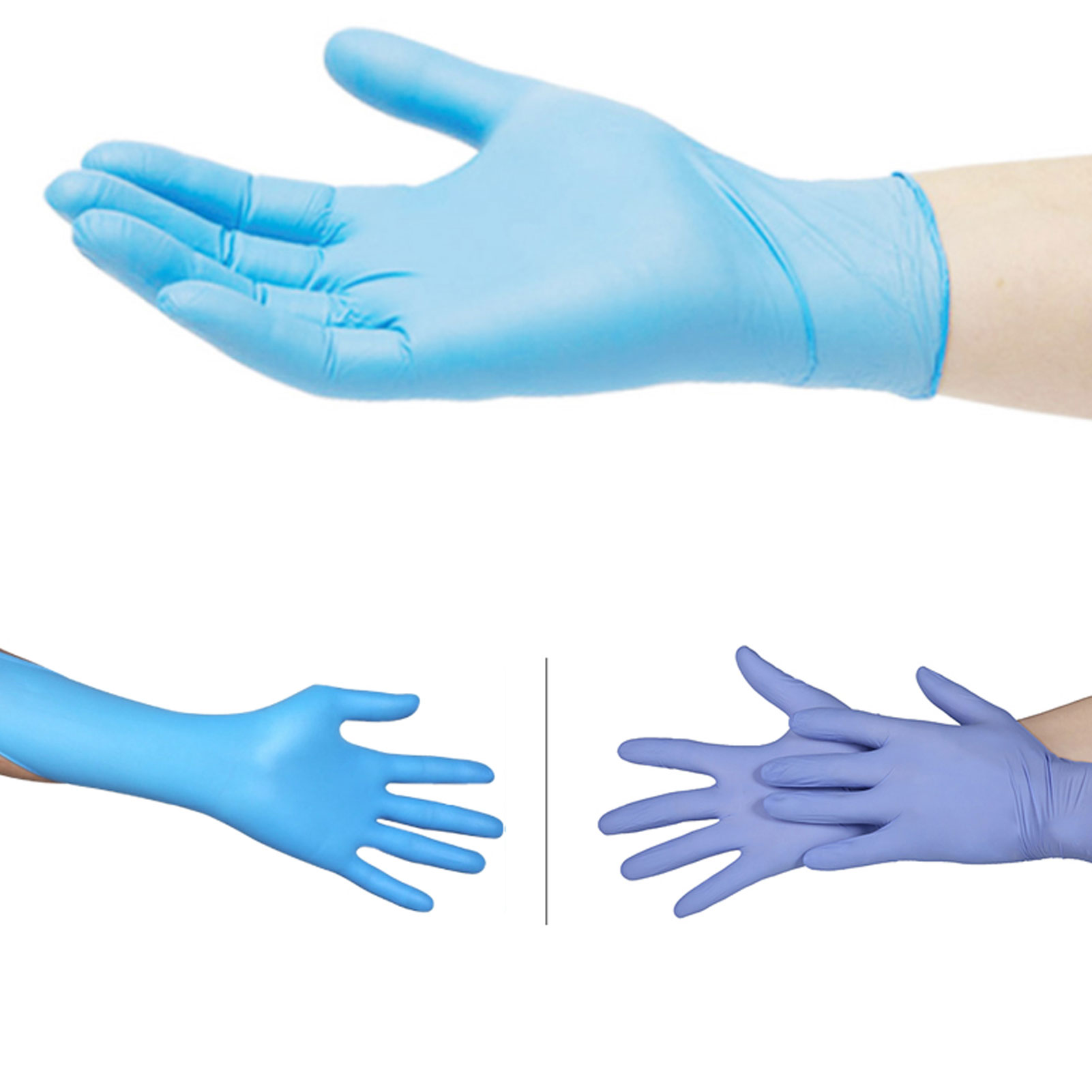 ADAMAS BETA Wholesale 100pcs/Box Single-use Thickened Blue Nitrile Gloves Powder Free Non Sterilized Rubber Waterproof Laboratory Protective Gloves