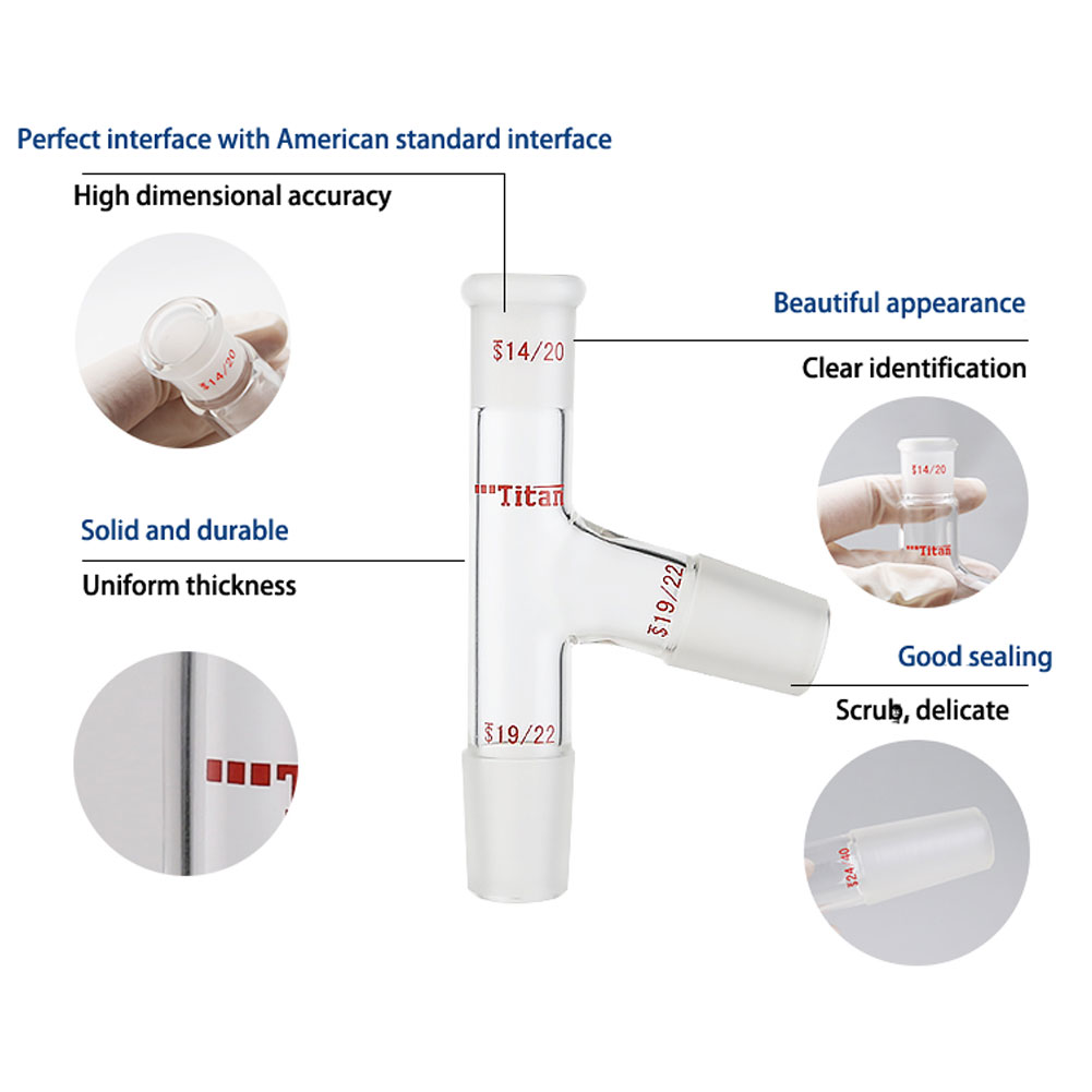 ADAMAS-BETA Space Saving Air Extraction Joint High Borosilicate Glass Laboratory Glass Connector Grinding With Branch Nozzle 90 Degree Bent Inlet Adapter