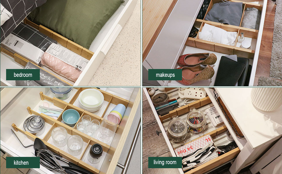 AMUR LEOPARD Bamboo Drawer Dividers Organizer 