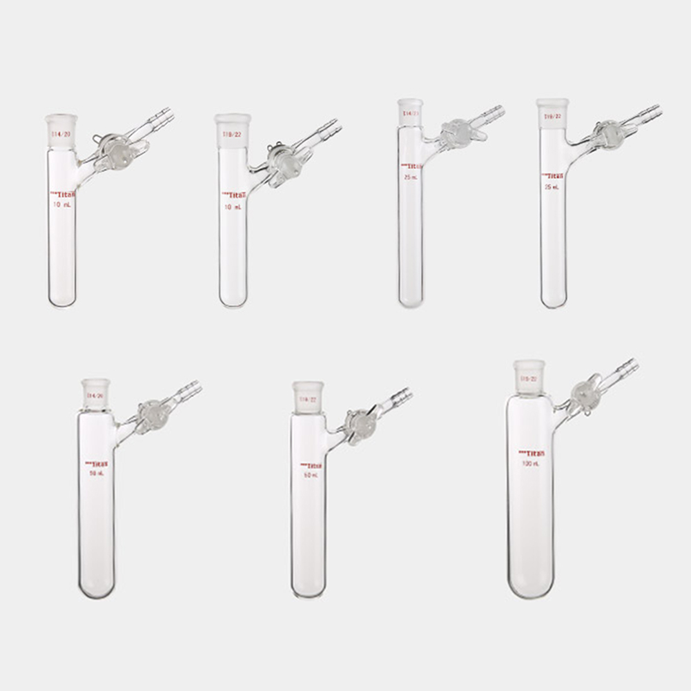 ADAMAS-BETA Two-way Reaction Tubes with Glass Stopcock/PTFE Piston Thick Wall Lab Glassware Grinding Mouth 10-250ml Experiment Supplies