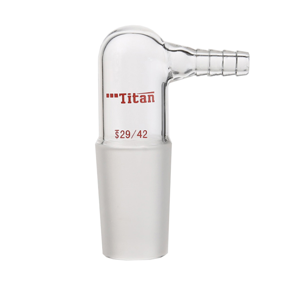 ADAMAS-BETA Space Saving Air Extraction Joint High Borosilicate Glass Laboratory Glass Connector Grinding With Branch Nozzle 90 Degree Bent Inlet Adapter