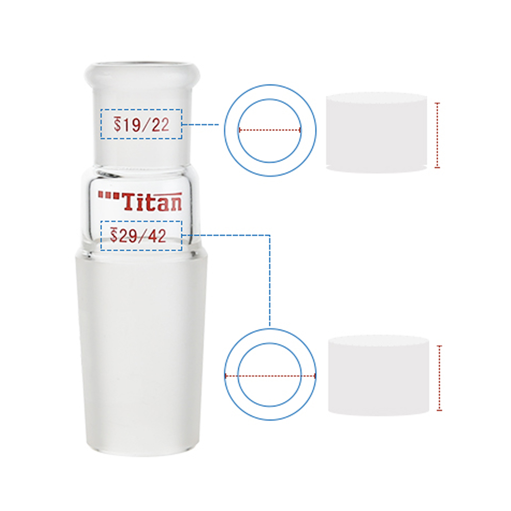 ADAMAS BETA Laboratory 3-Way Glass Connecting Tube with 2mm PTFE Stopcock Thick Wall Hollow Grinding Mouth Lab Glass Tubes Joint